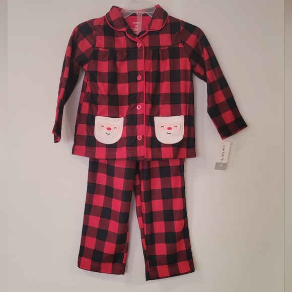 Carter's Buffalo Plaid Holiday Santa Claus Pajamas Size 3T - Picture 1 of 12